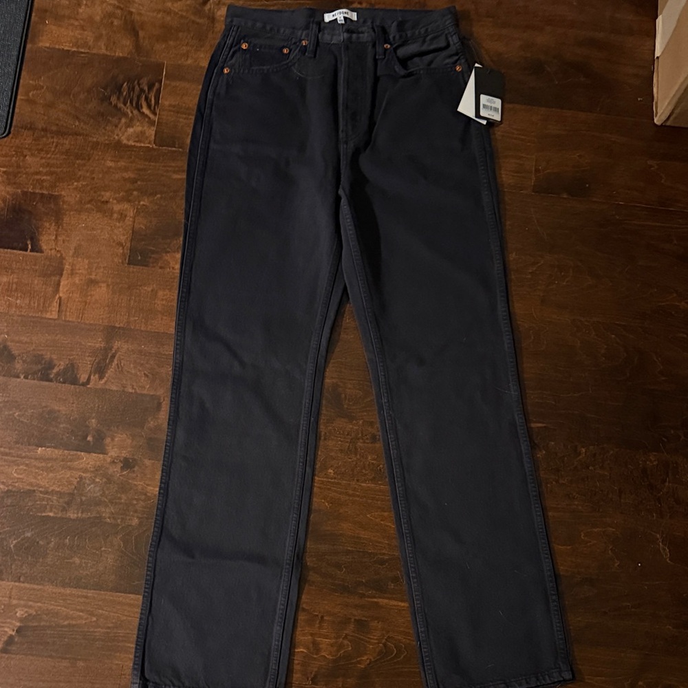 Re/Done High-Rise Straight Jeans - Black